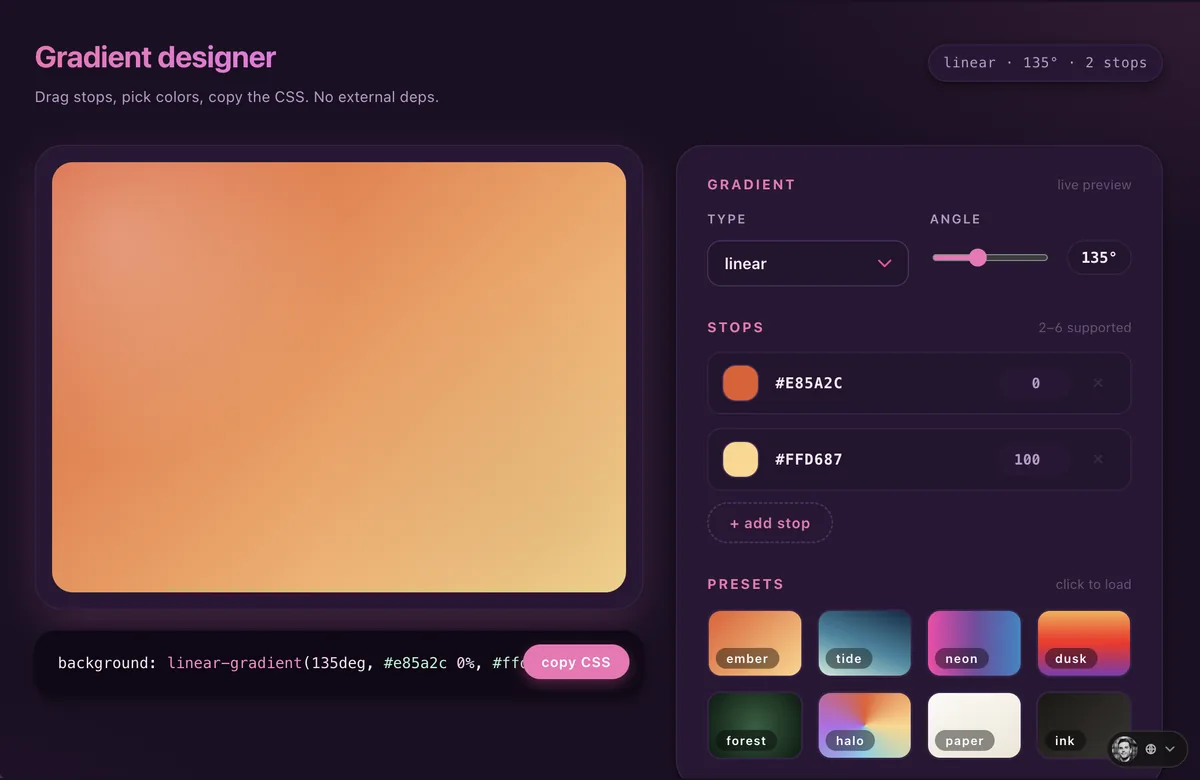 Gradient designer prototype