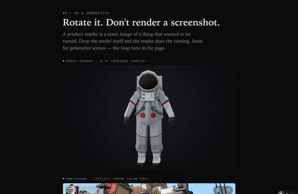 Interactive 3D astronaut embed